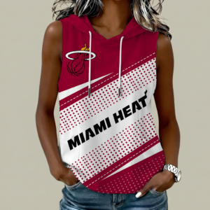 Limited Edition – Customized NBA Miami Heat Women’s Sleeveless Hooded Pocket Tank Top