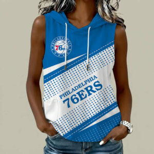 Limited Edition – Customized NBA Philadelphia 76Ers Women’s Sleeveless Hooded Pocket Tank Top