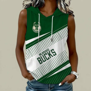 Limited Edition – Customized NBA Milwaukee Bucks Women’s Sleeveless Hooded Pocket Tank Top