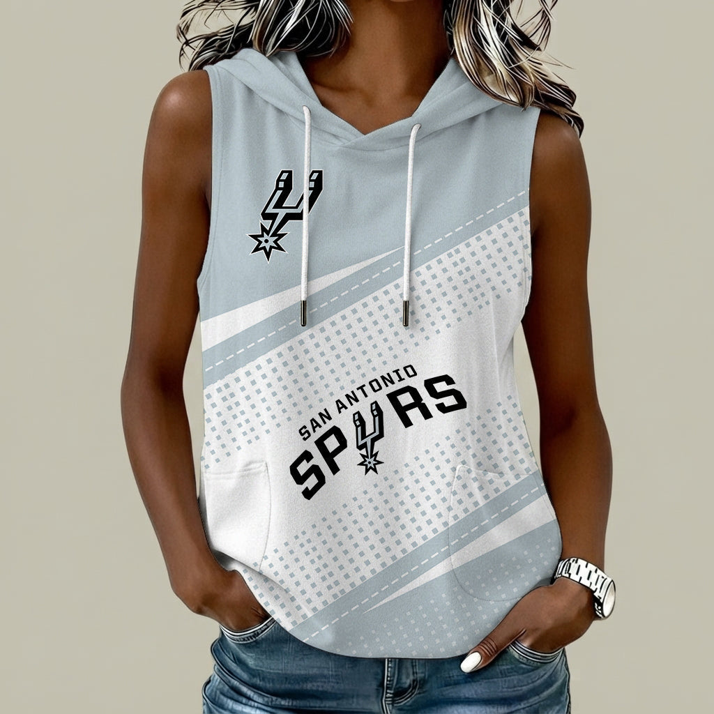 Limited Edition – Customized NBA San Antonio Spurs Women’s Sleeveless Hooded Pocket Tank Top