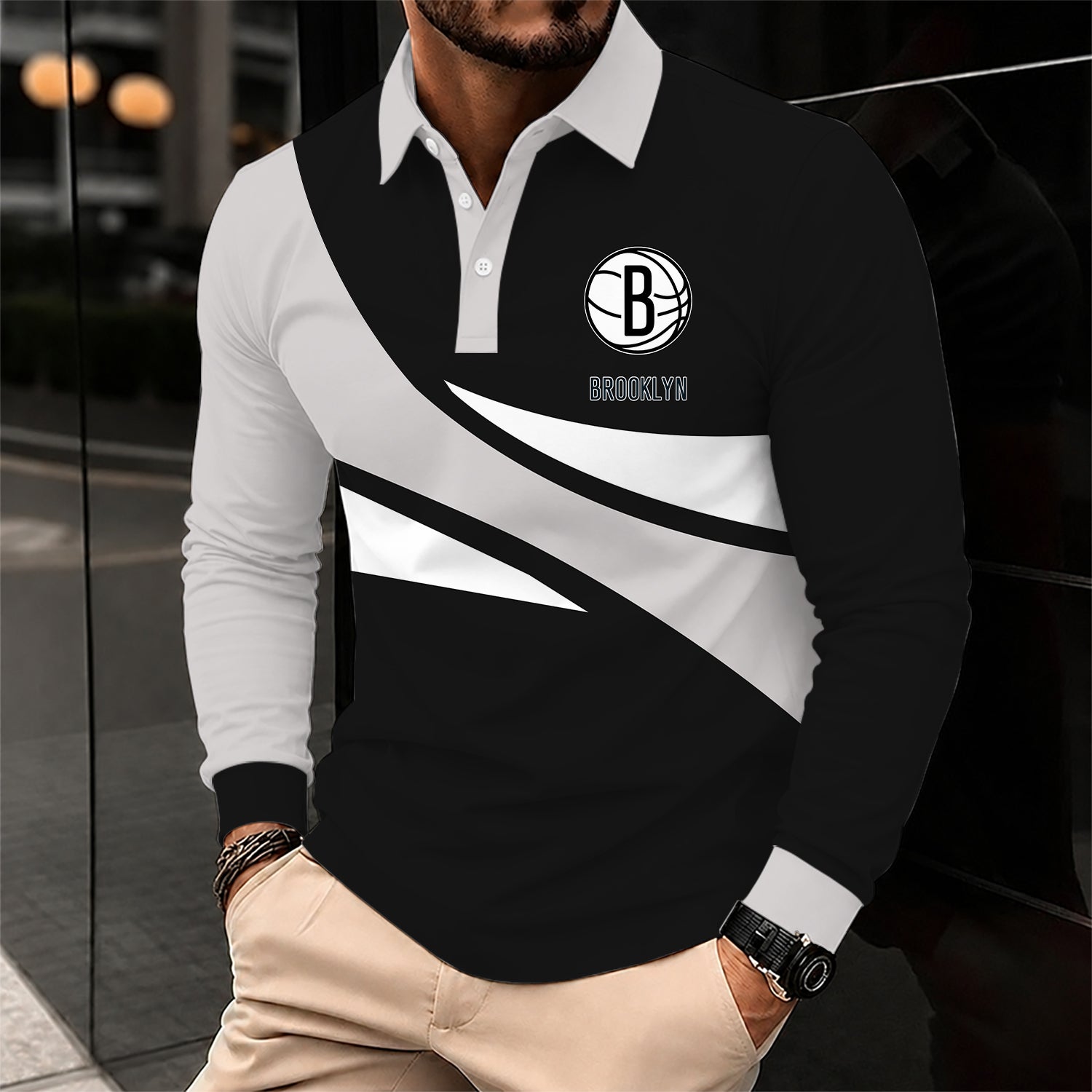Limited Edition – Customized NBA Brooklyn Nets Men Long Sleeve Polo Shirt