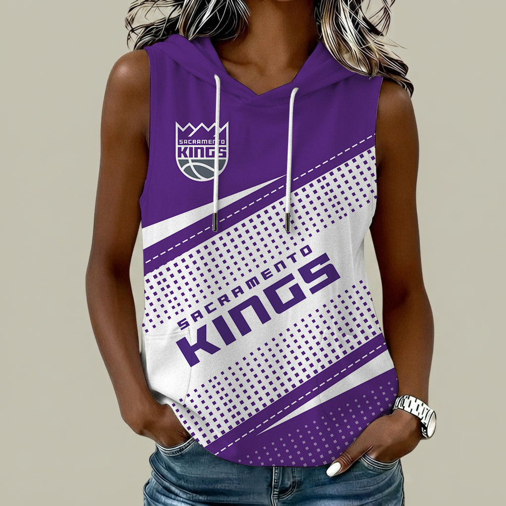 Limited Edition – Customized NBA Sacramento Kings Women’s Sleeveless Hooded Pocket Tank Top