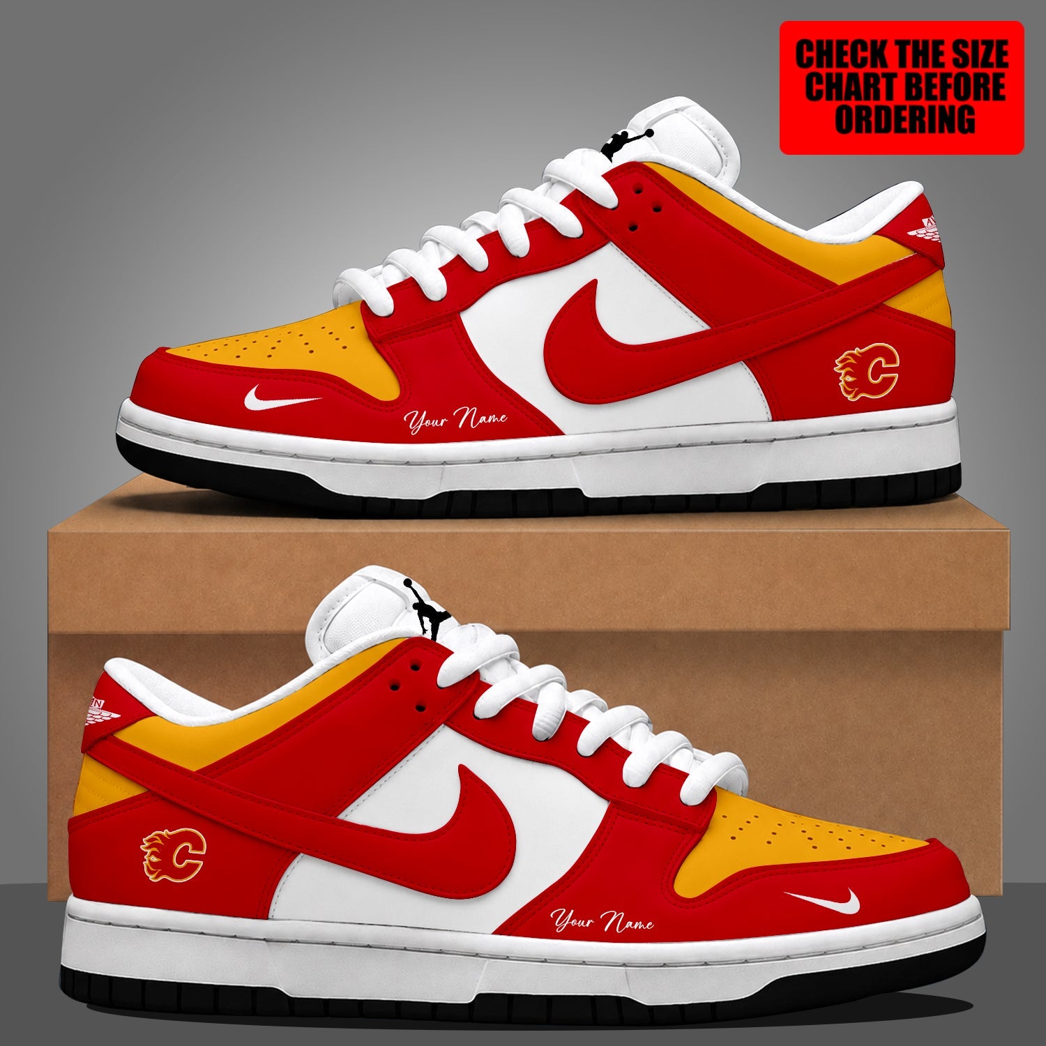 Limited Edition – Customized NHL Calgary Flames Dunk Low Shoes