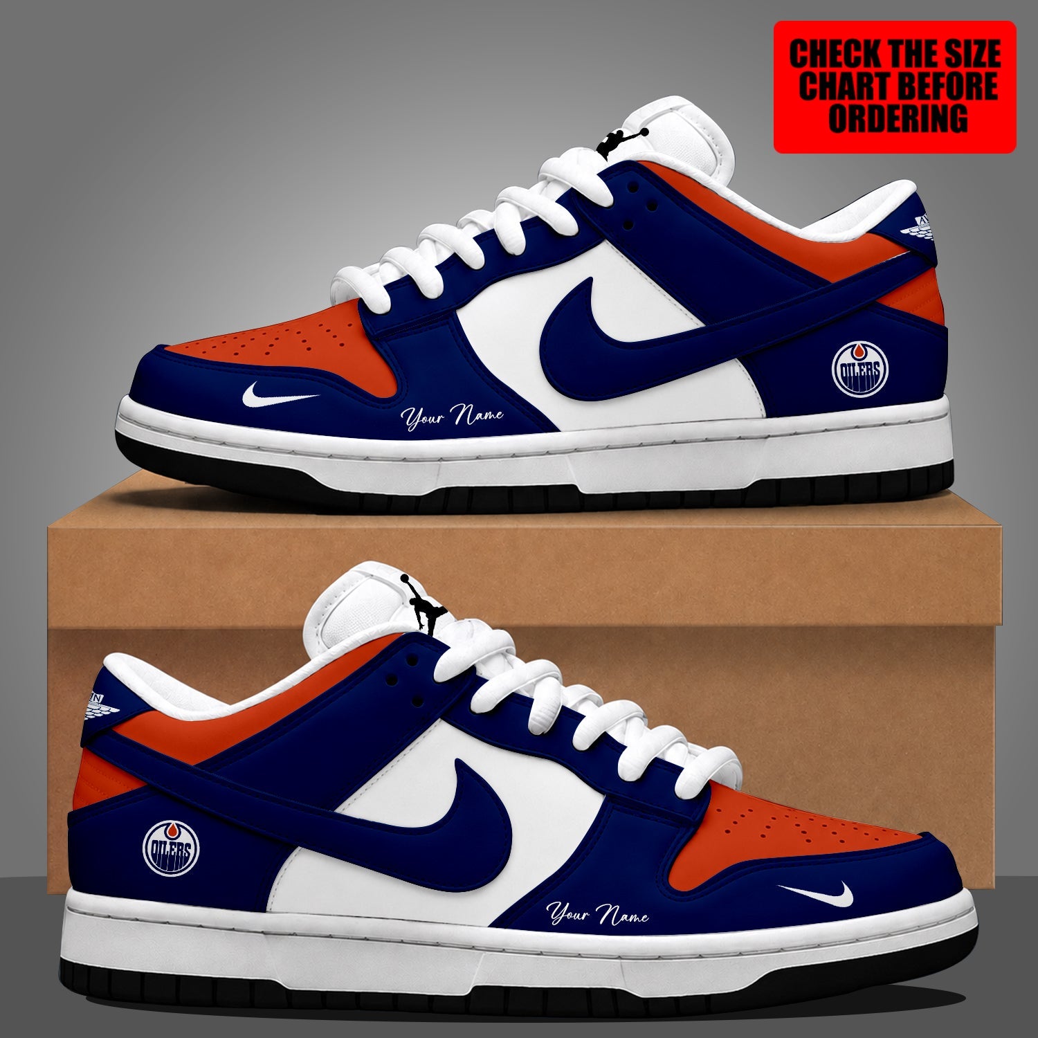 Limited Edition – Customized NHL Edmonton Oilers Dunk Low Shoes