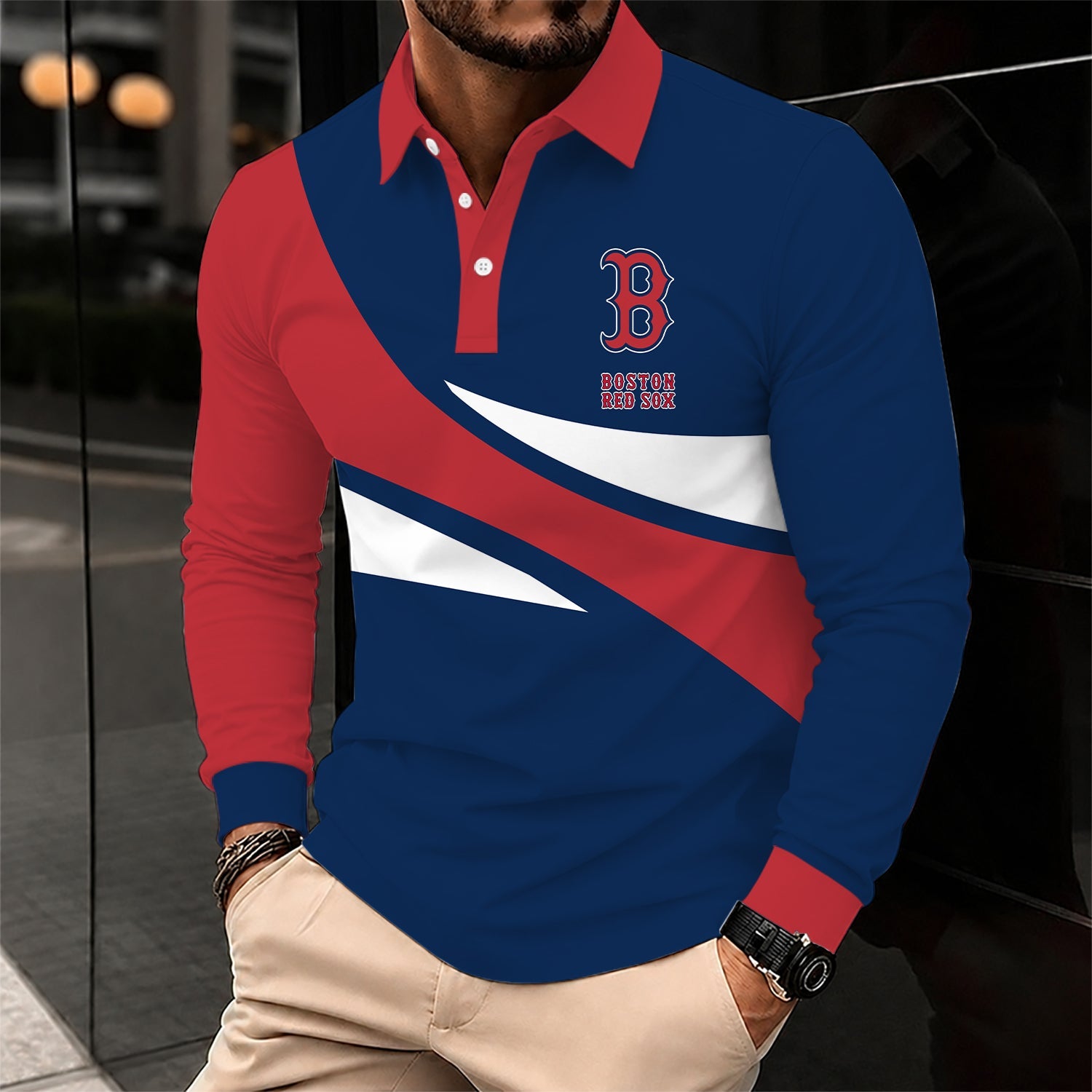 Limited Edition – Customized MLB Boston Red Sox Men’s Long Sleeve Polo Shirt