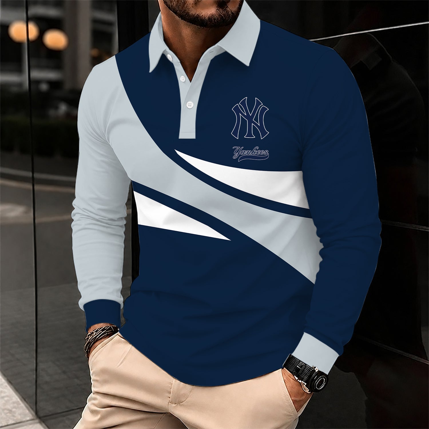 Limited Edition – Customized MLB New York Yankees Men’s Long Sleeve Polo Shirt