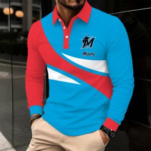 Limited Edition – Customized MLB Miami Marlins Men’s Long Sleeve Polo Shirt