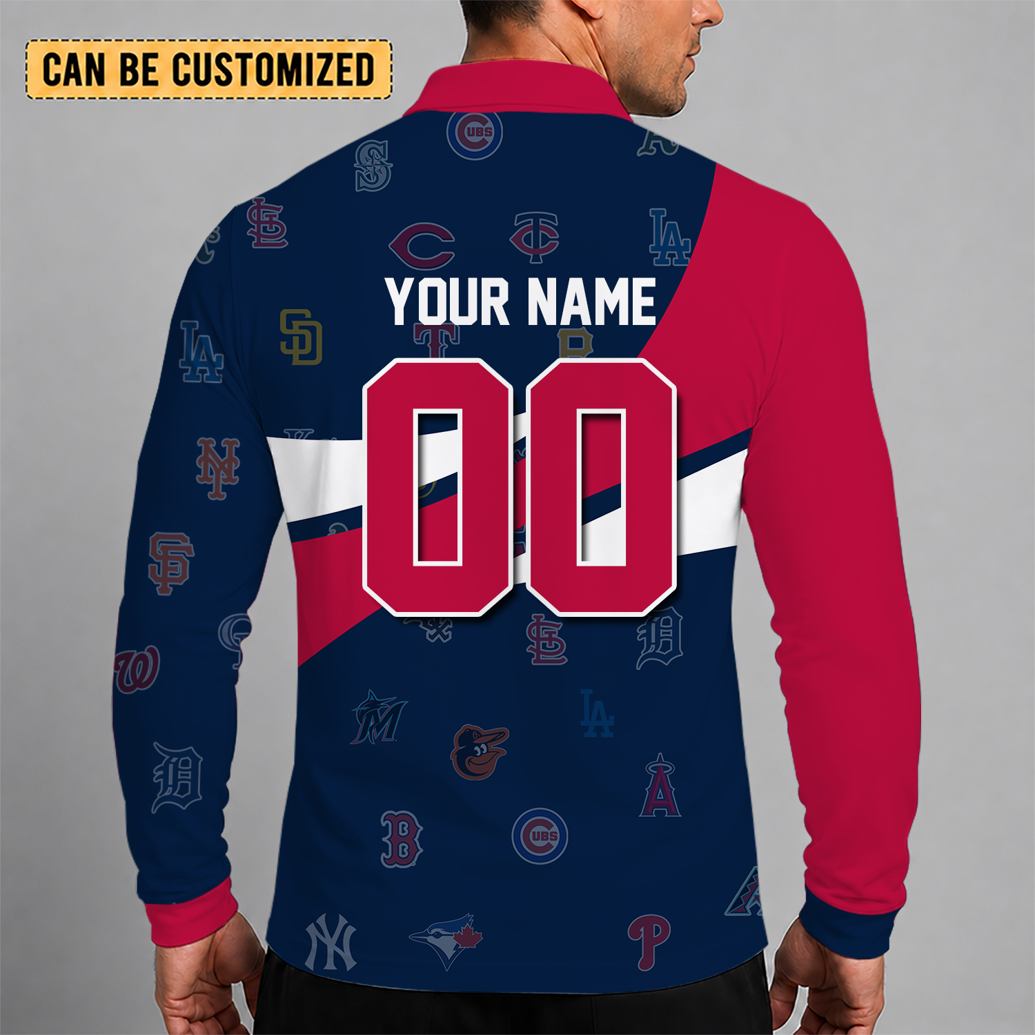 Limited Edition – Customized MLB All Teams Men’s Long Sleeve Polo Shirt - Image 2