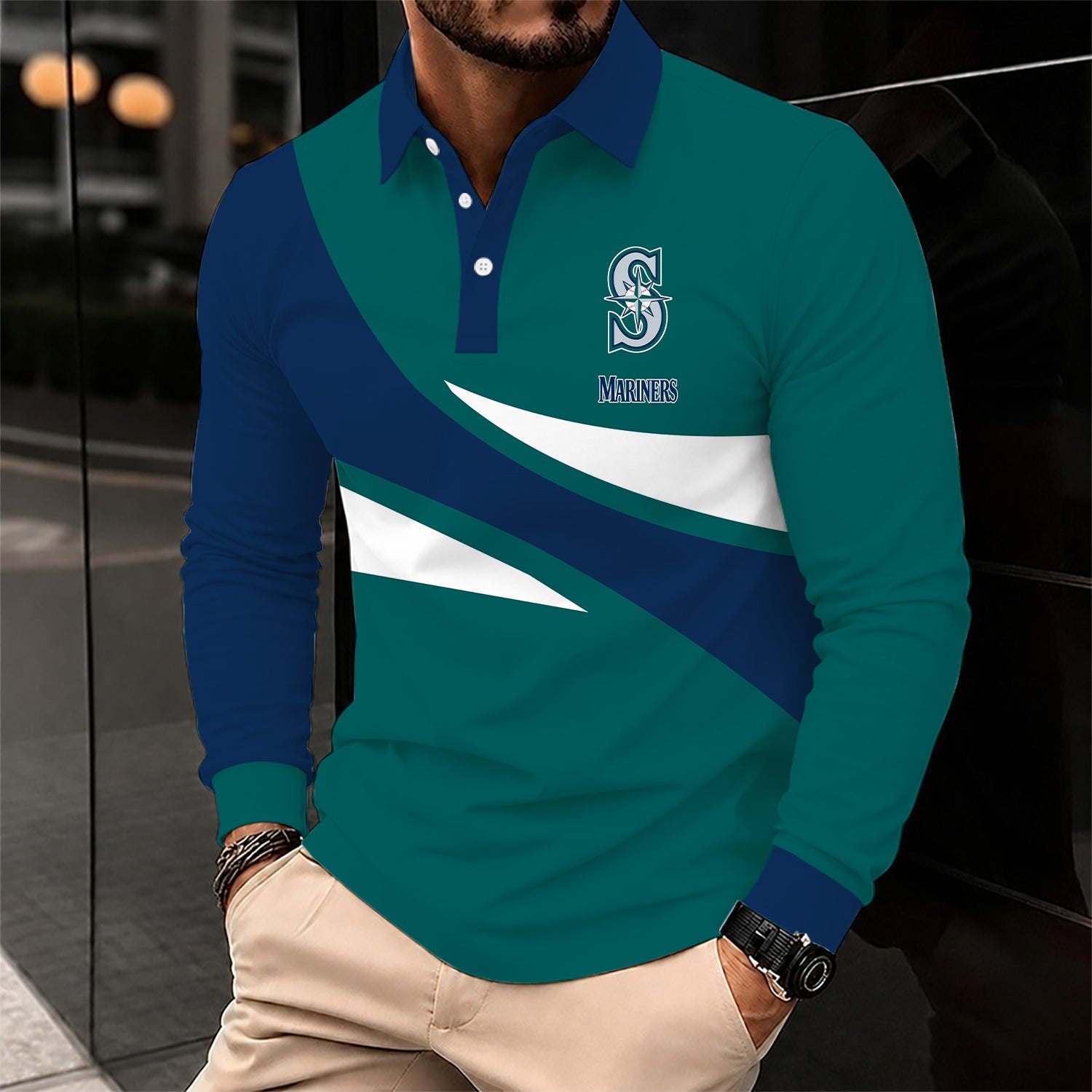 Limited Edition – Customized MLB Seattle Mariners Men’s Long Sleeve Polo Shirt