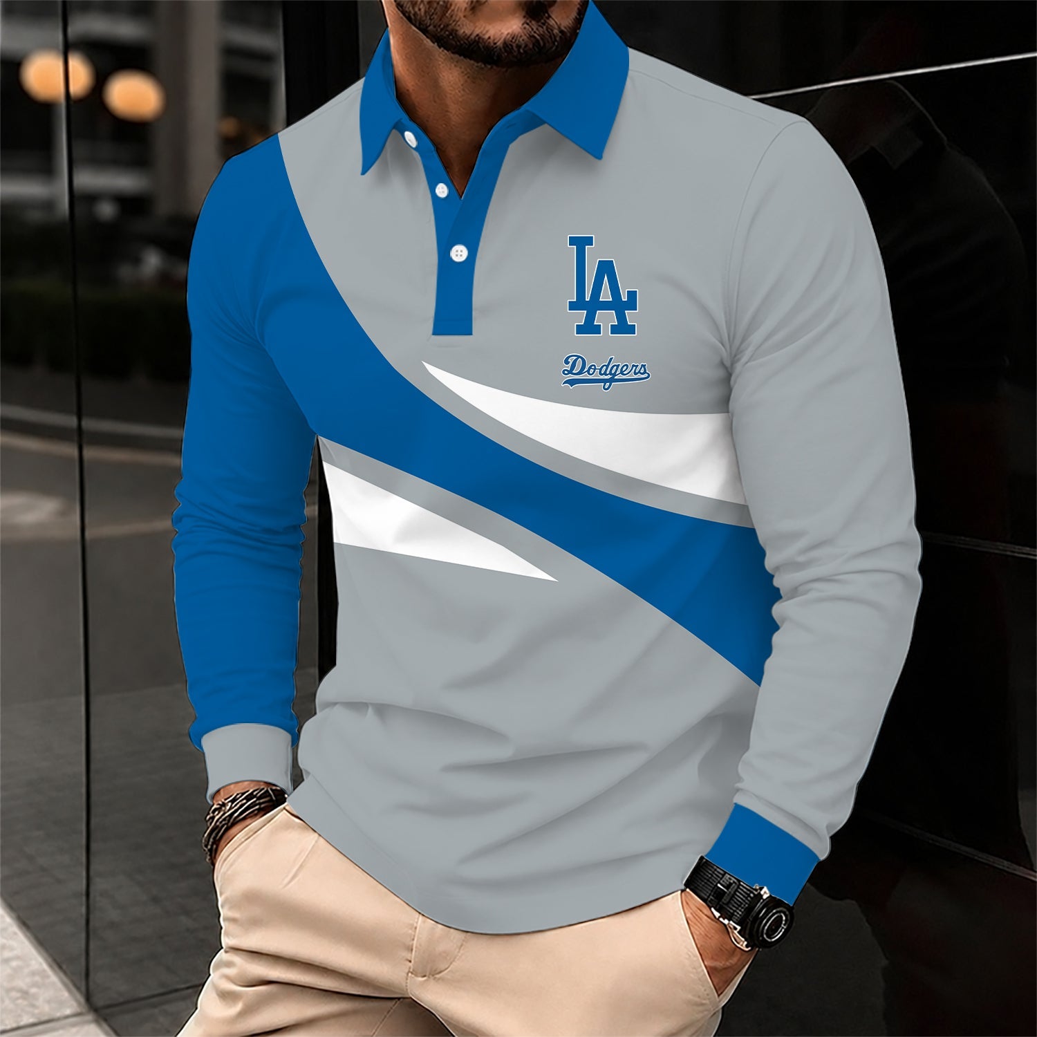 Limited Edition – Customized MLB Los Angeles Dodgers Men’s Long Sleeve Polo Shirt