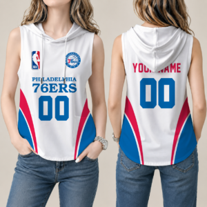 Limited Edition – Customized NBA Philadelphia 76Ers Women’s Sleeveless Hooded Pocket Tank Top