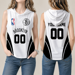 Limited Edition – Customized NBA Brooklyn Nets Women’s Sleeveless Hooded Pocket Tank Top