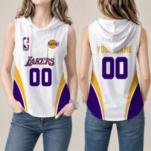 Limited Edition – Customized NBA Los Angeles Lakers Women’s Sleeveless Hooded Pocket Tank Top
