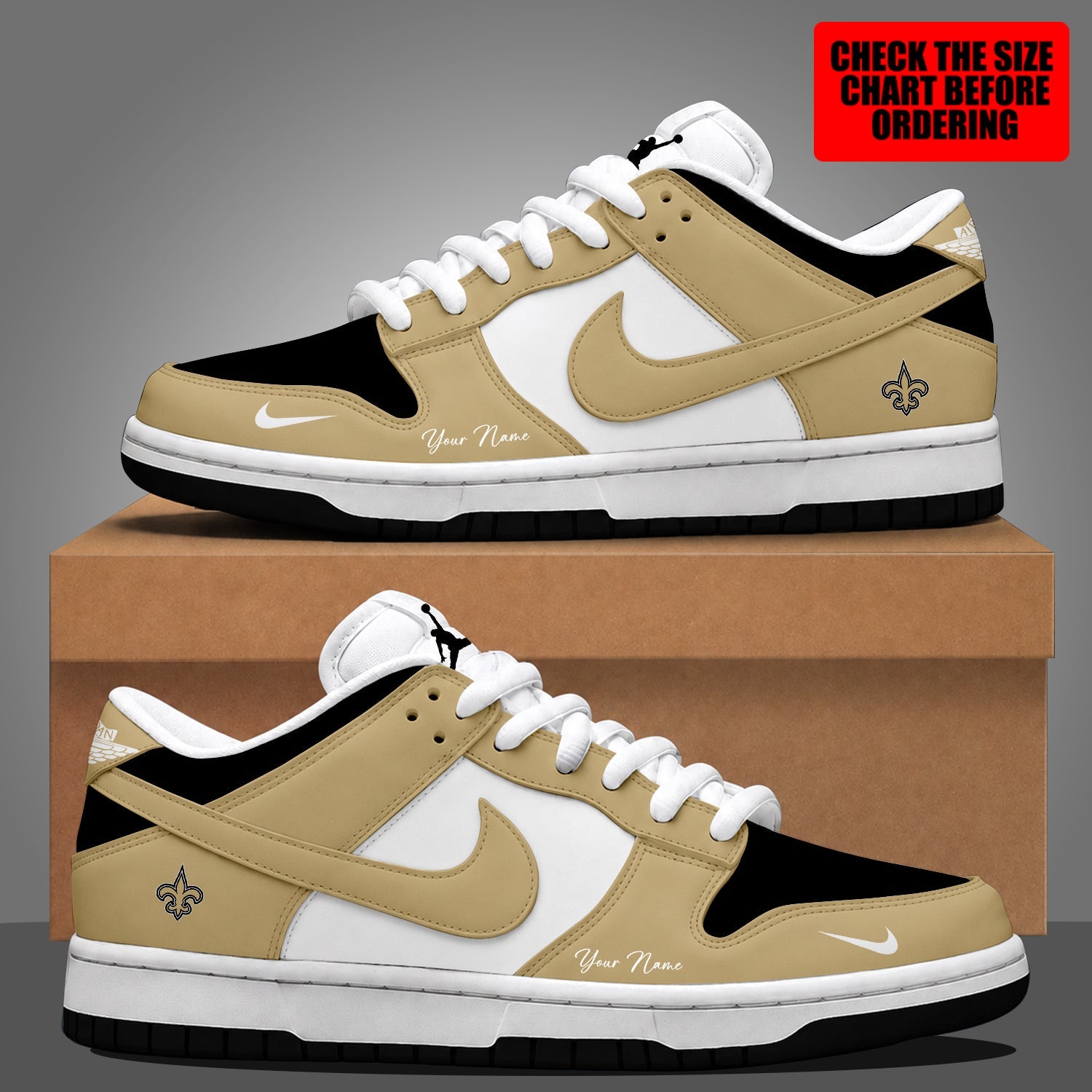Limited Edition – Customized NFL New Orleans Saints Dunk Low Shoes