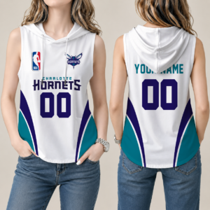 Limited Edition – Customized NBA Charlotte Hornets Women’s Sleeveless Hooded Pocket Tank Top