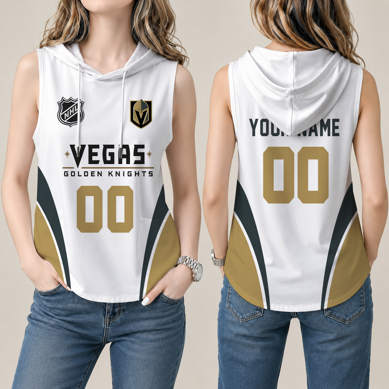 Limited Edition – Customized NHL Vegas Golden Knights Women’S Sleeveless Hooded Pocket Tank Top