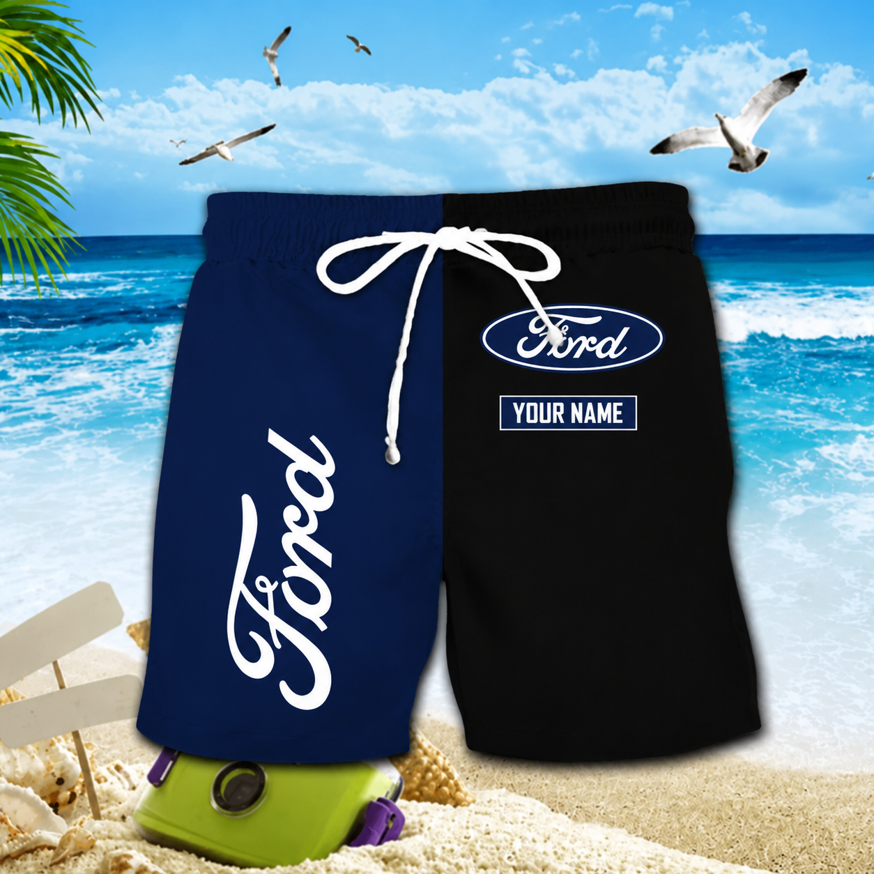 Limited Edition – Customized F1 Ford Unisex Hawaiian Shirt & Shorts Set - Image 2