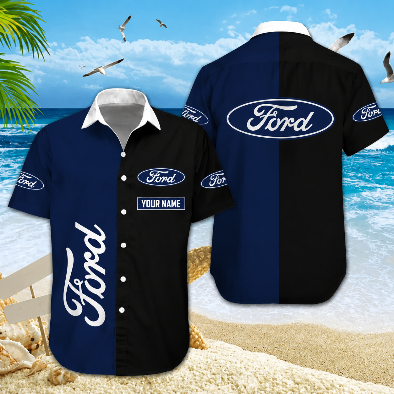 Limited Edition – Customized F1 Ford Unisex Hawaiian Shirt & Shorts Set