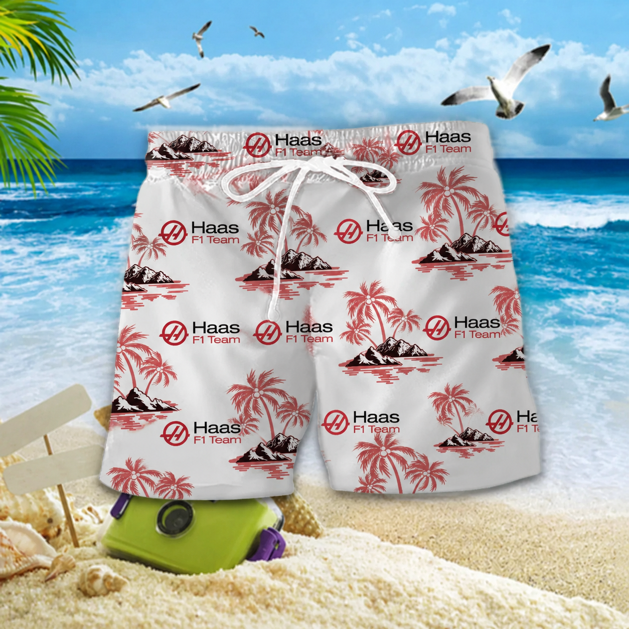 Limited Edition – Customized F1 Haas Unisex Hawaiian Shirt & Shorts Set - Image 2