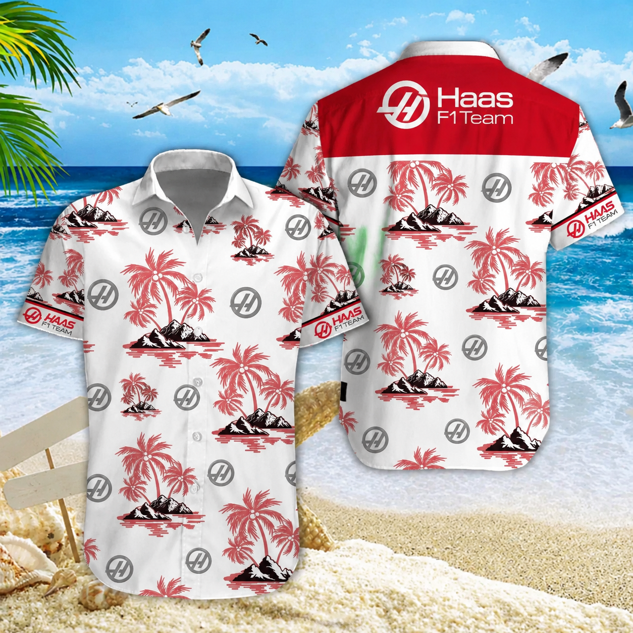 Limited Edition – Customized F1 Haas Unisex Hawaiian Shirt & Shorts Set