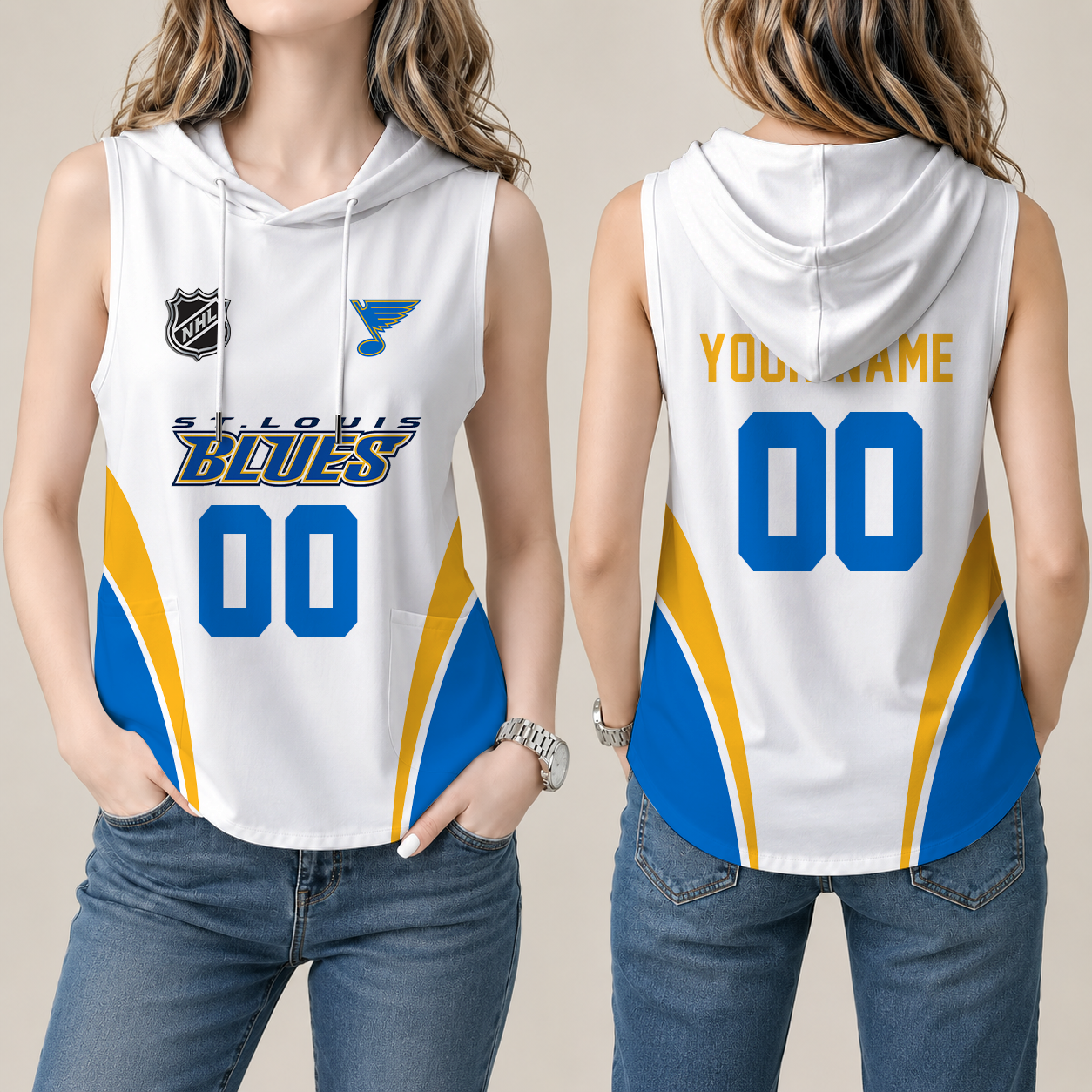 Limited Edition – Customized NHL St. Louis Blues Women’S Sleeveless Hooded Pocket Tank Top
