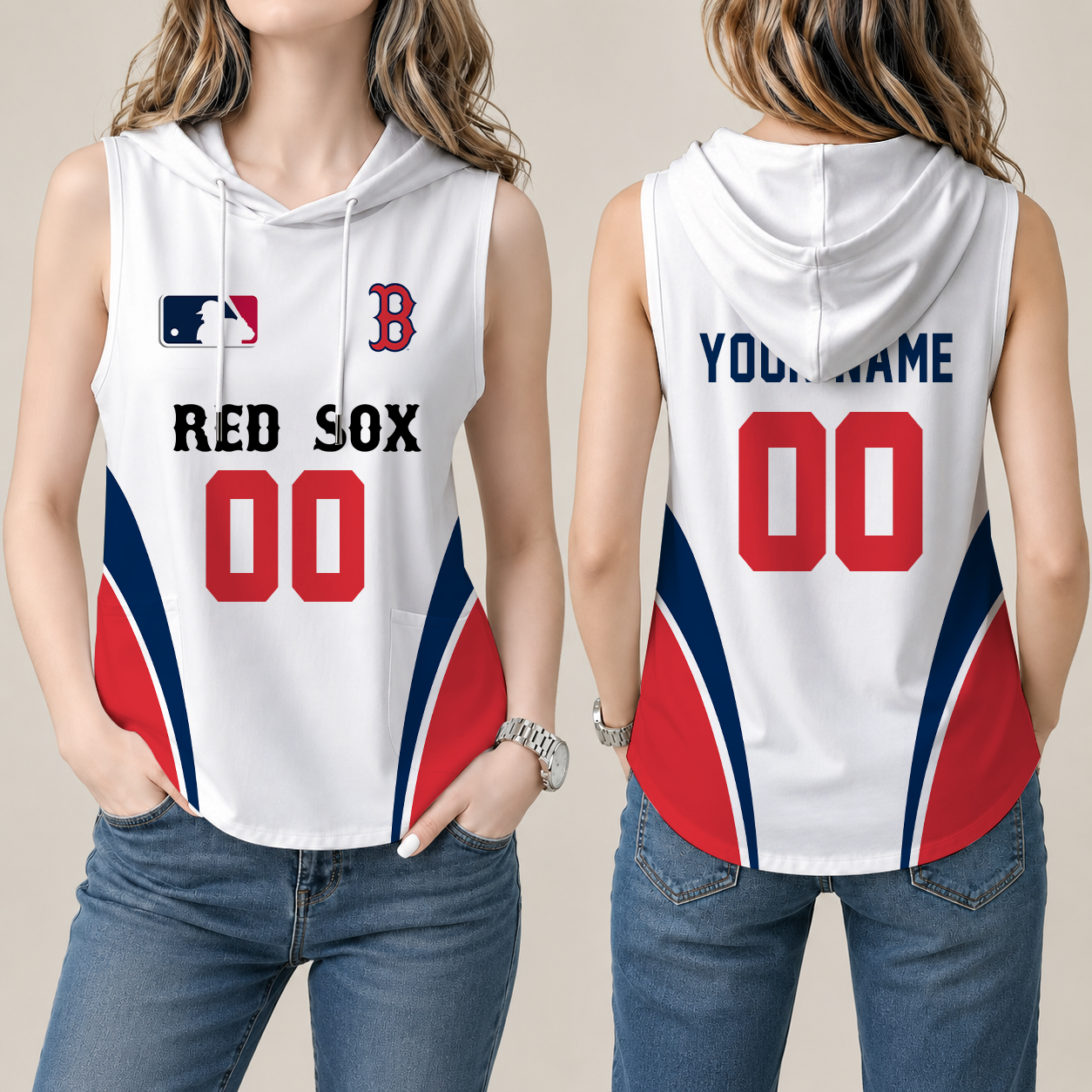 Limited Edition – Customized MLB Boston Red Sox Women’S Sleeveless Hooded Pocket Tank Top