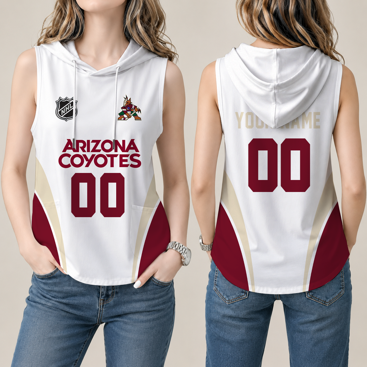 Limited Edition – Customized NHL Arizona Coyotes Women’S Sleeveless Hooded Pocket Tank Top