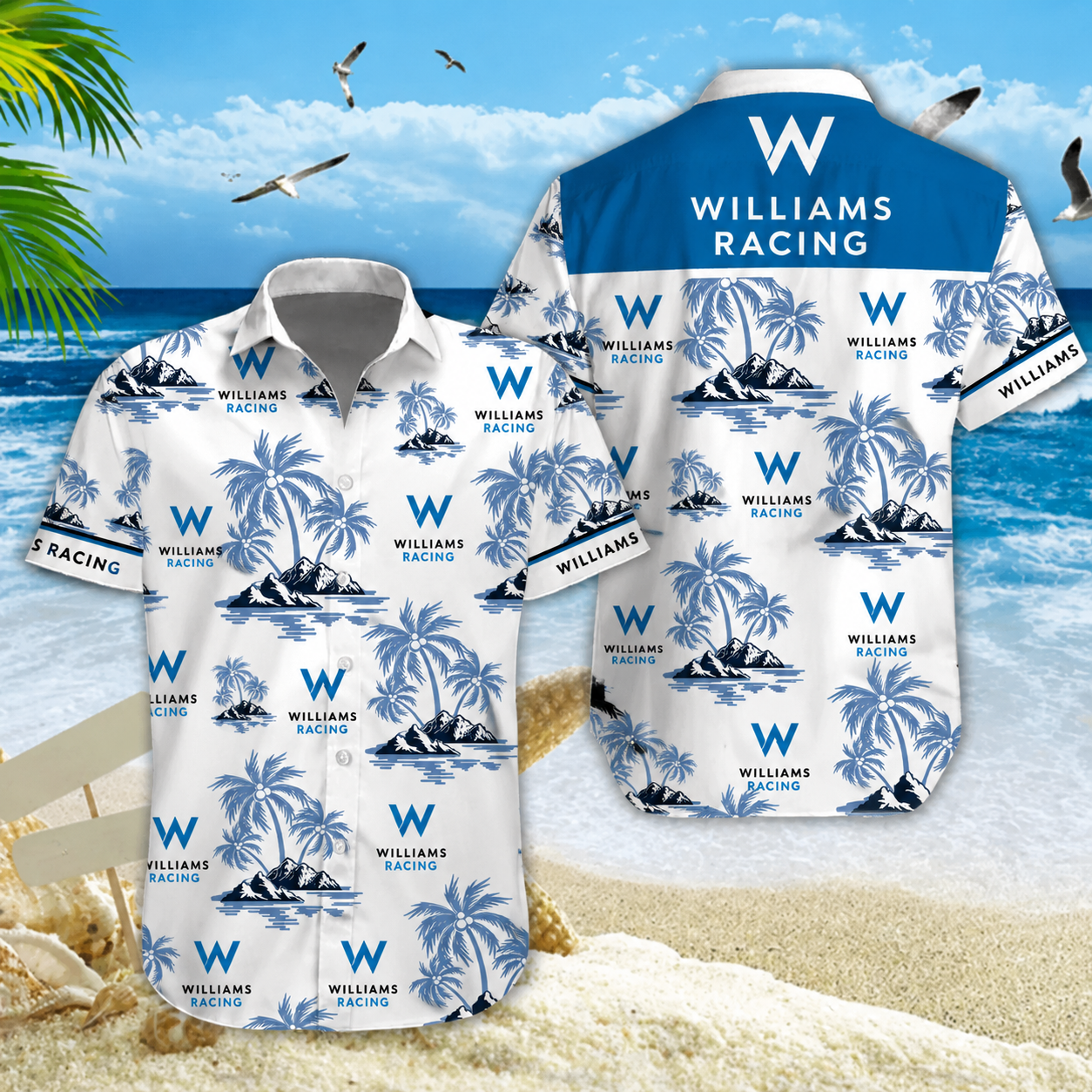 Limited Edition – Customized F1 Williams Racing Unisex Hawaiian Shirt & Shorts Set