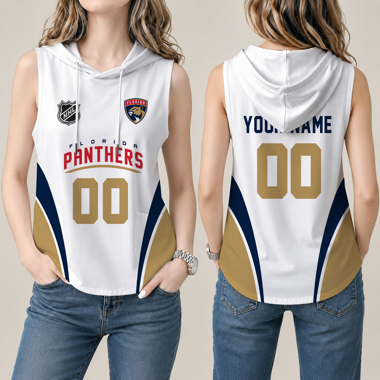 Limited Edition – Customized NHL Florida Panthers Women’S Sleeveless Hooded Pocket Tank Top