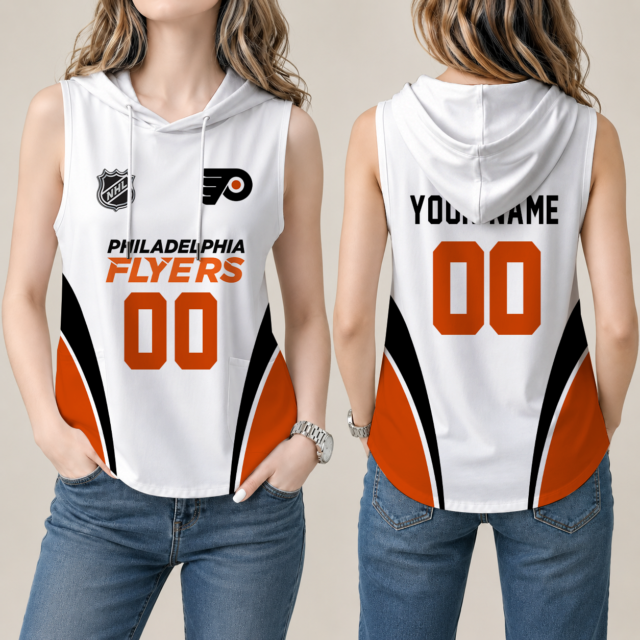 Limited Edition – Customized NHL Philadelphia Flyers Women’S Sleeveless Hooded Pocket Tank Top