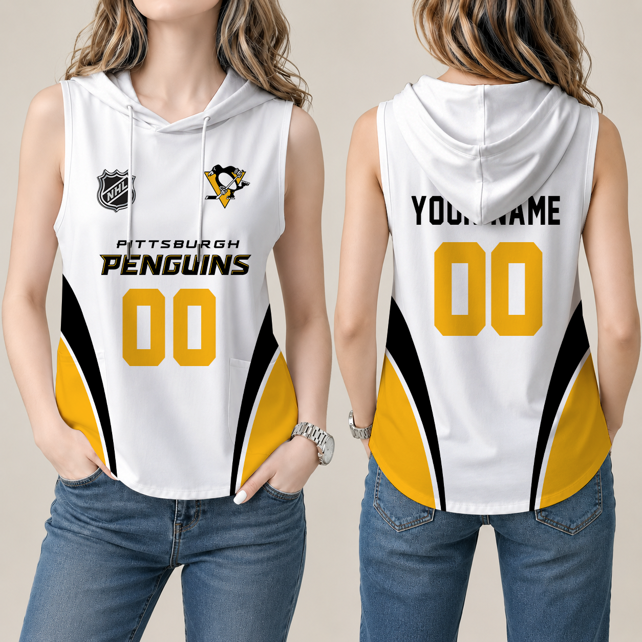 Limited Edition – Customized NHL Pittsburgh Penguins Women’S Sleeveless Hooded Pocket Tank Top