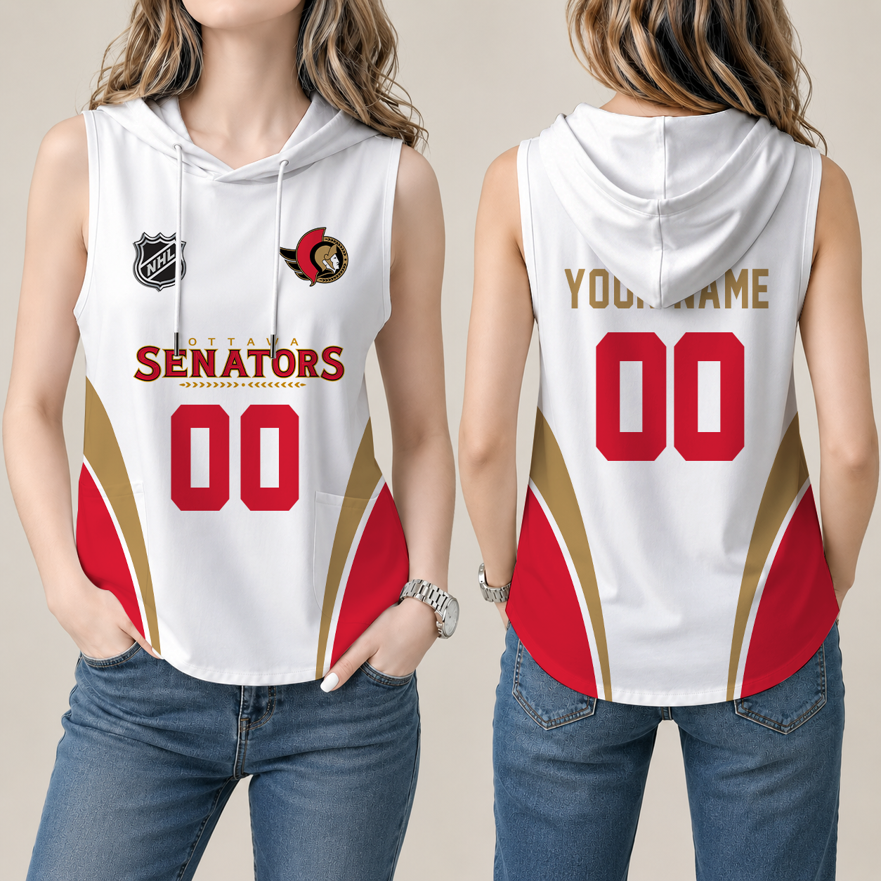 Limited Edition – Customized NHL Ottawa Senators Women’S Sleeveless Hooded Pocket Tank Top