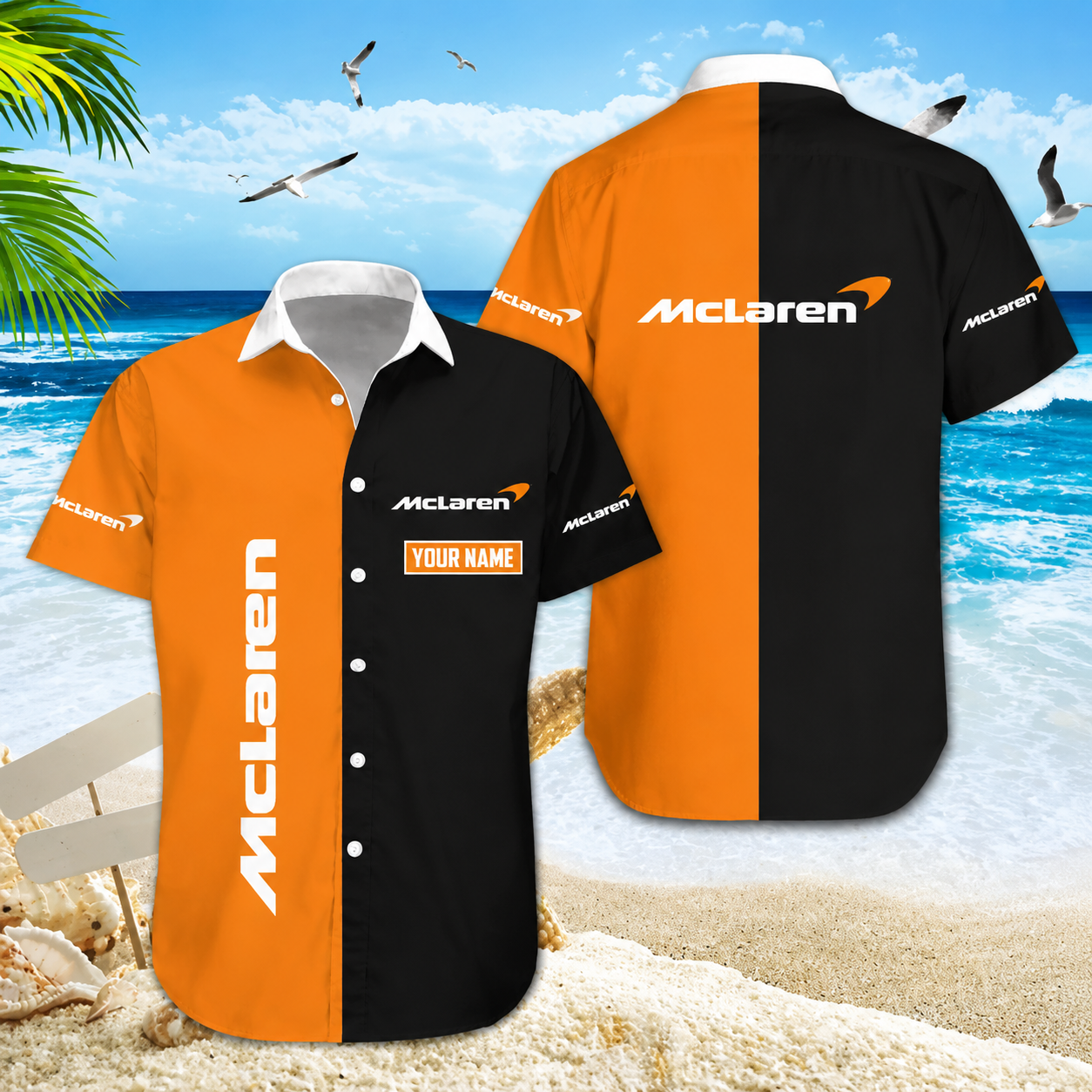 Limited Edition – Customized F1 Mclaren Unisex Hawaiian Shirt & Shorts Set