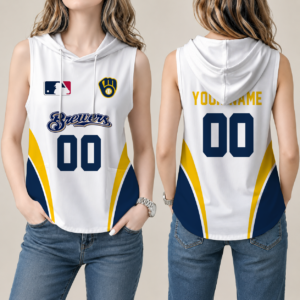 Limited Edition – Customized MLB Milwaukee Brewers Women’S Sleeveless Hooded Pocket Tank Top
