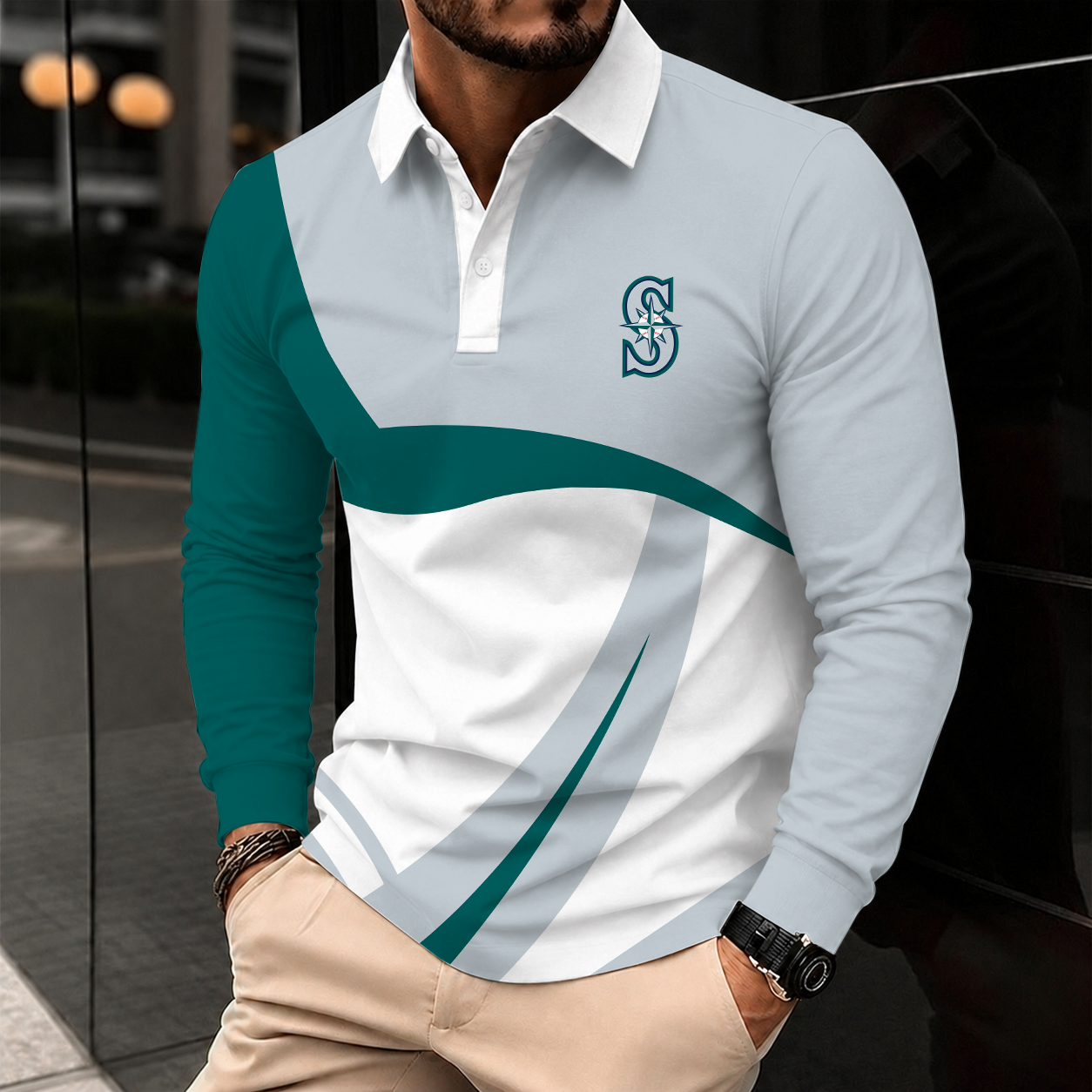 Limited Edition – Customized MLB Seattle Mariners Men’s Long Sleeve Polo Shirt