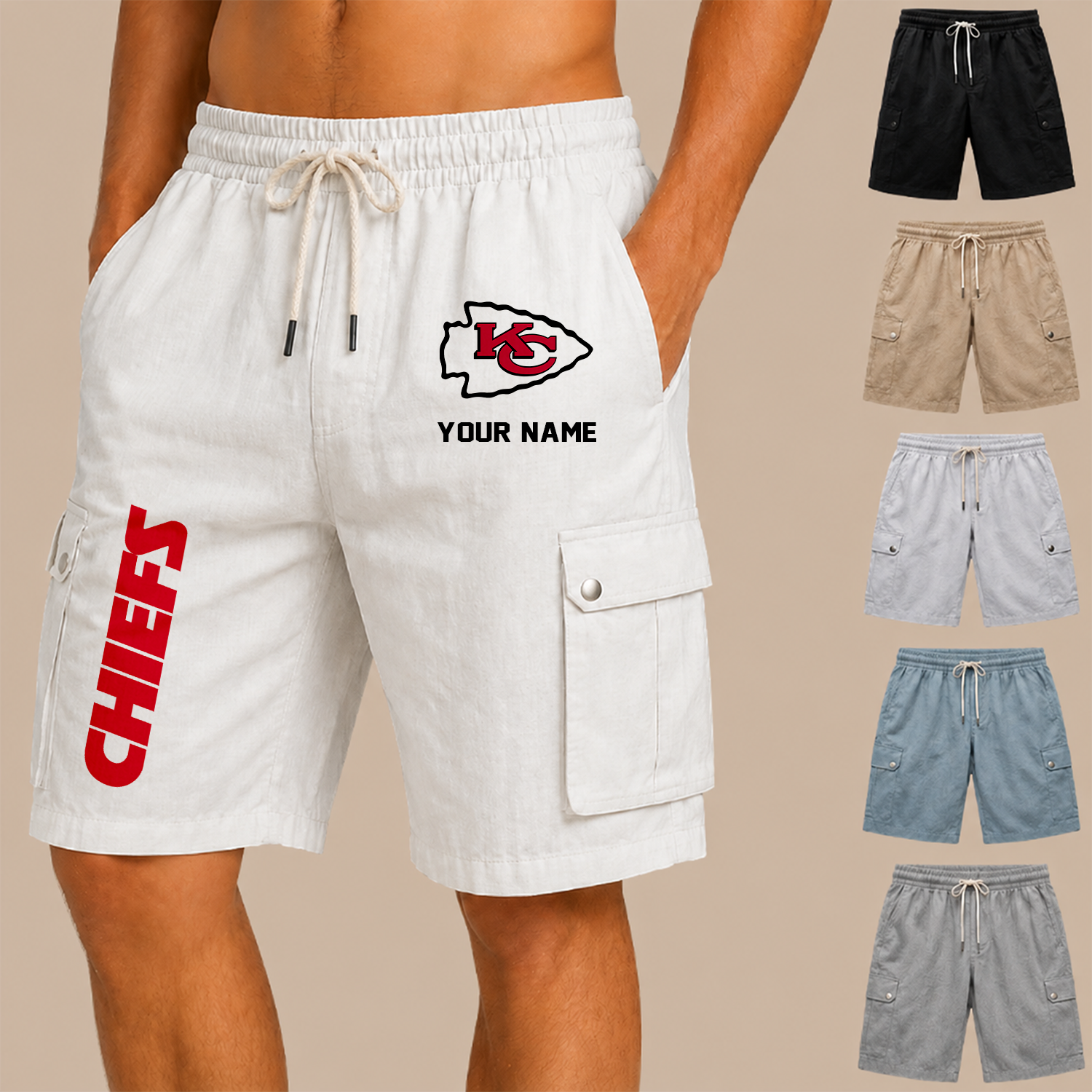 Limited Edition – Customized NFL Kansas City Chiefs Men’s Drawstring Cargo Shorts