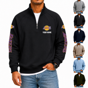 Limited Edition – Customized NBA Los Angeles Lakers Men’s Quarter Zip Pullover