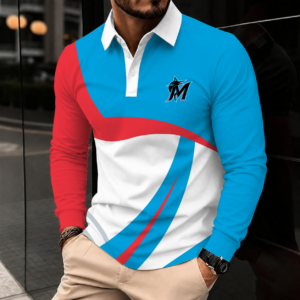 Limited Edition – Customized MLB Miami Marlins Men’s Long Sleeve Polo Shirt