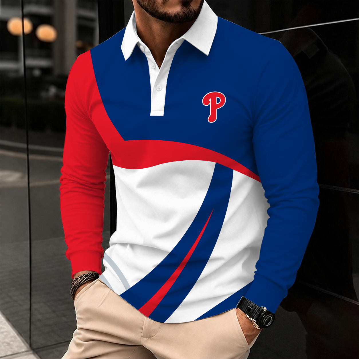 Limited Edition – Customized MLB Philadelphia Phillies Men’s Long Sleeve Polo Shirt