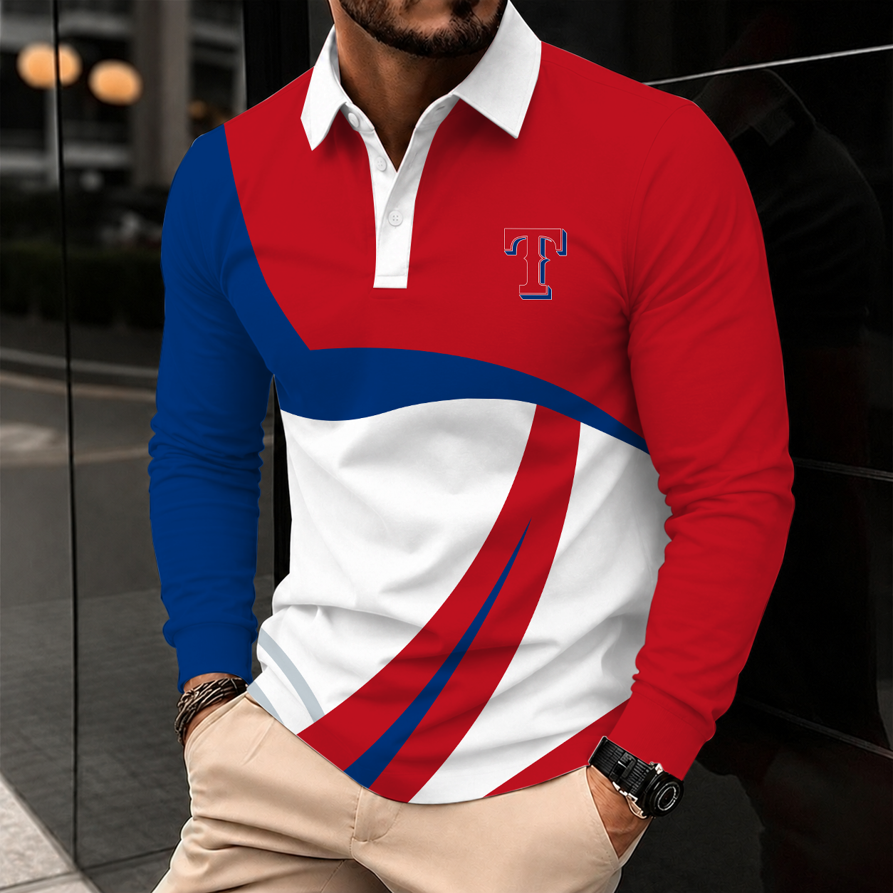 Limited Edition – Customized MLB Texas Rangers Men’s Long Sleeve Polo Shirt