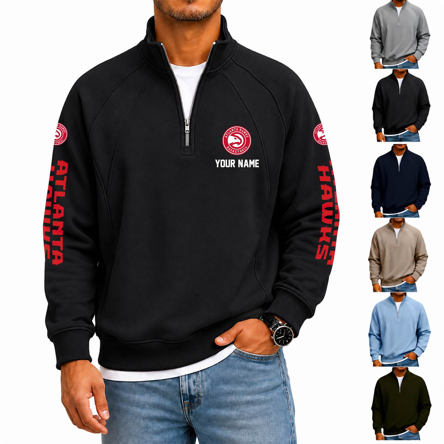 Limited Edition – Customized NBA Atlanta Hawks Men’s Quarter Zip Pullover