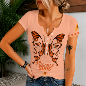 Limited Edition – Customized NBA Phoenix Suns Women’s Short Sleeve Henley T-Shirt