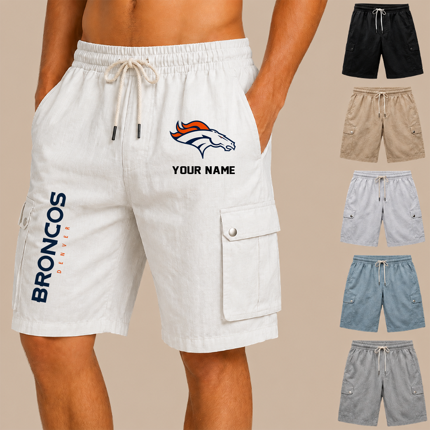 Limited Edition – Customized NFL Denver Broncos Men’s Drawstring Cargo Shorts