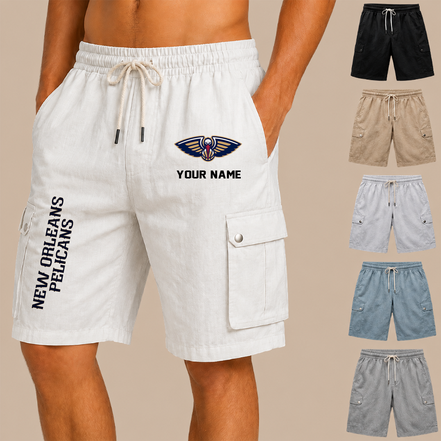 Limited Edition – Customized NBA New Orleans Pelicans Men’s Drawstring Cargo Shorts