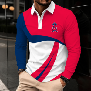 Limited Edition – Customized MLB Los Angeles Angels Men’s Long Sleeve Polo Shirt
