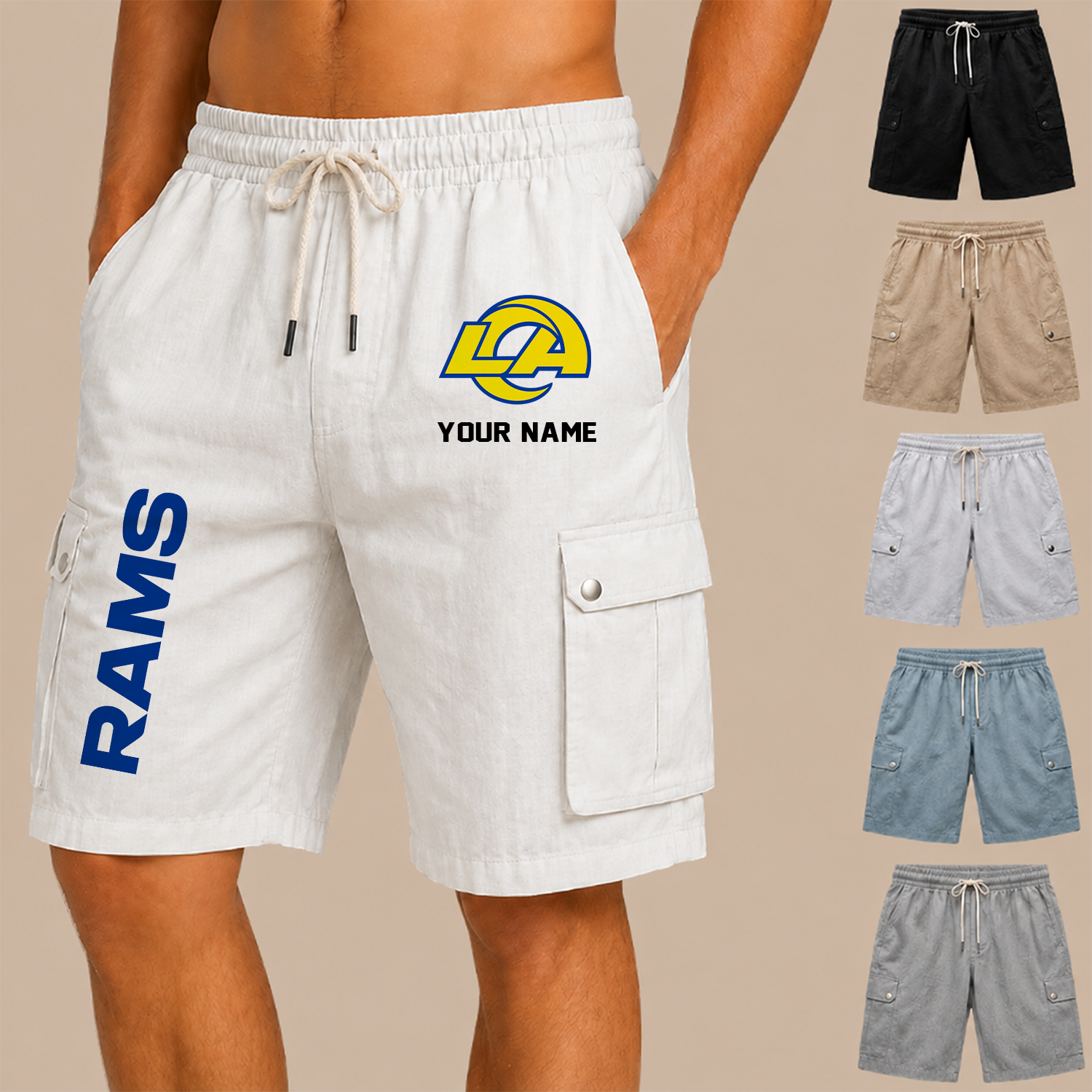 Limited Edition – Customized NFL Los Angeles Rams Men’s Drawstring Cargo Shorts