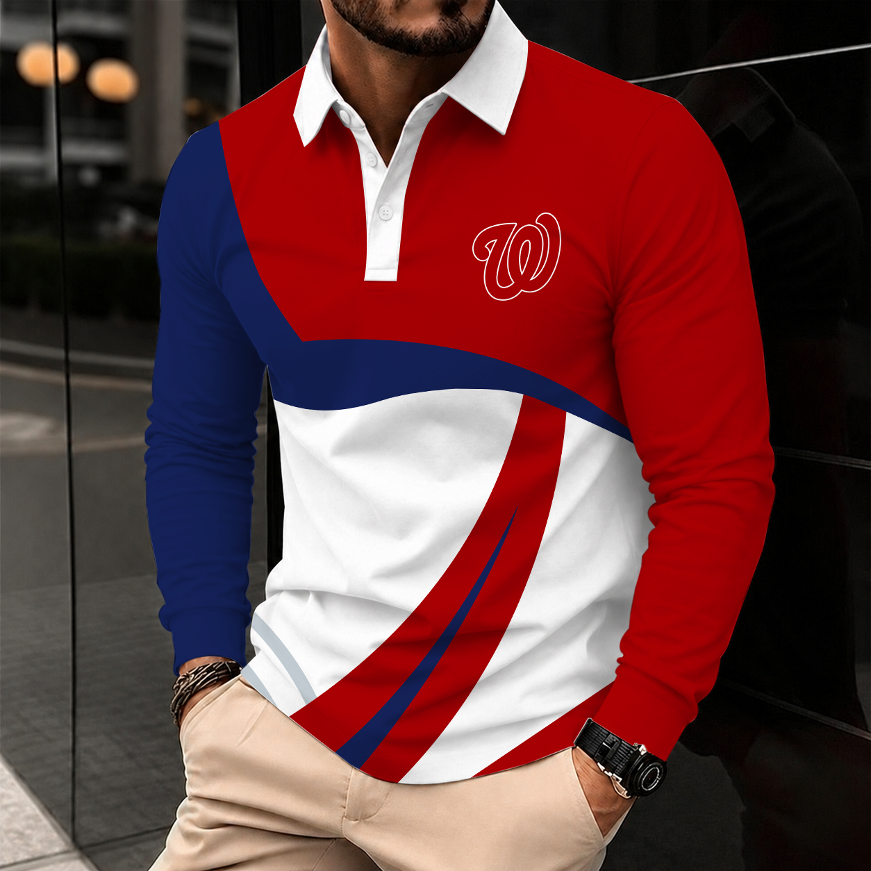 Limited Edition – Customized MLB Washington Nationals Men’s Long Sleeve Polo Shirt