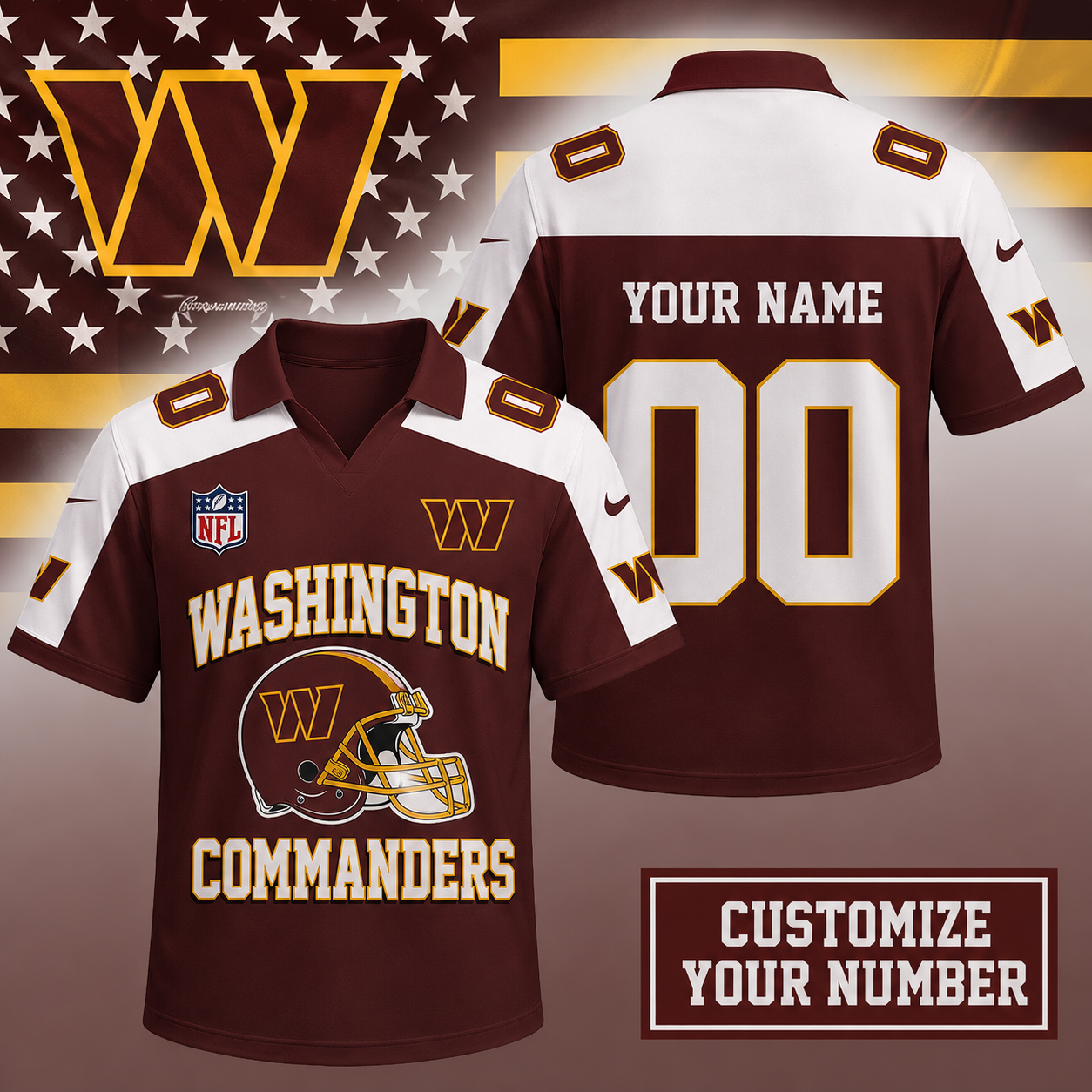 Limited Edition – Customized NFL Washington Commanders Polo Shirt