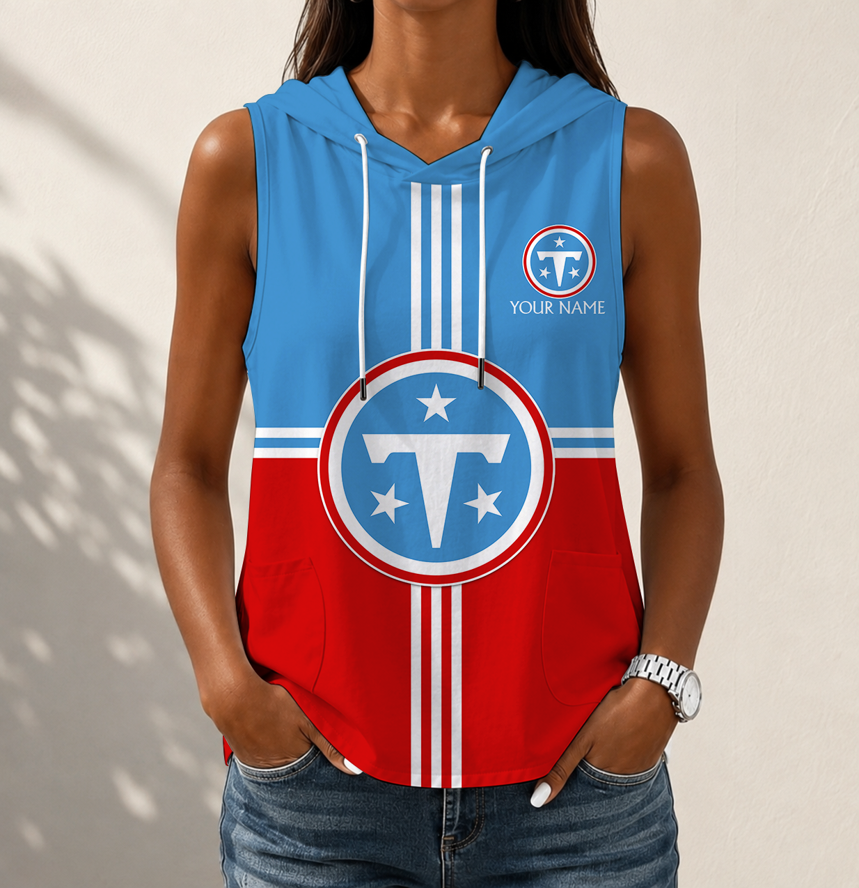 Limited Edition – Customized NFL Tennessee Titans Women’s Sleeveless Hooded Pocket Tank Top