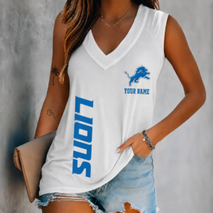 Limited Edition – Customized NFL Detroit Lions Women’s V-Neck Tank Top